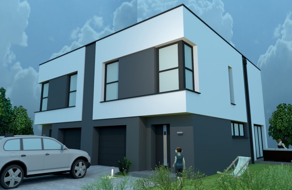 1b - wizualizacja 2022 dom bliźniak projekt realizacja 2023